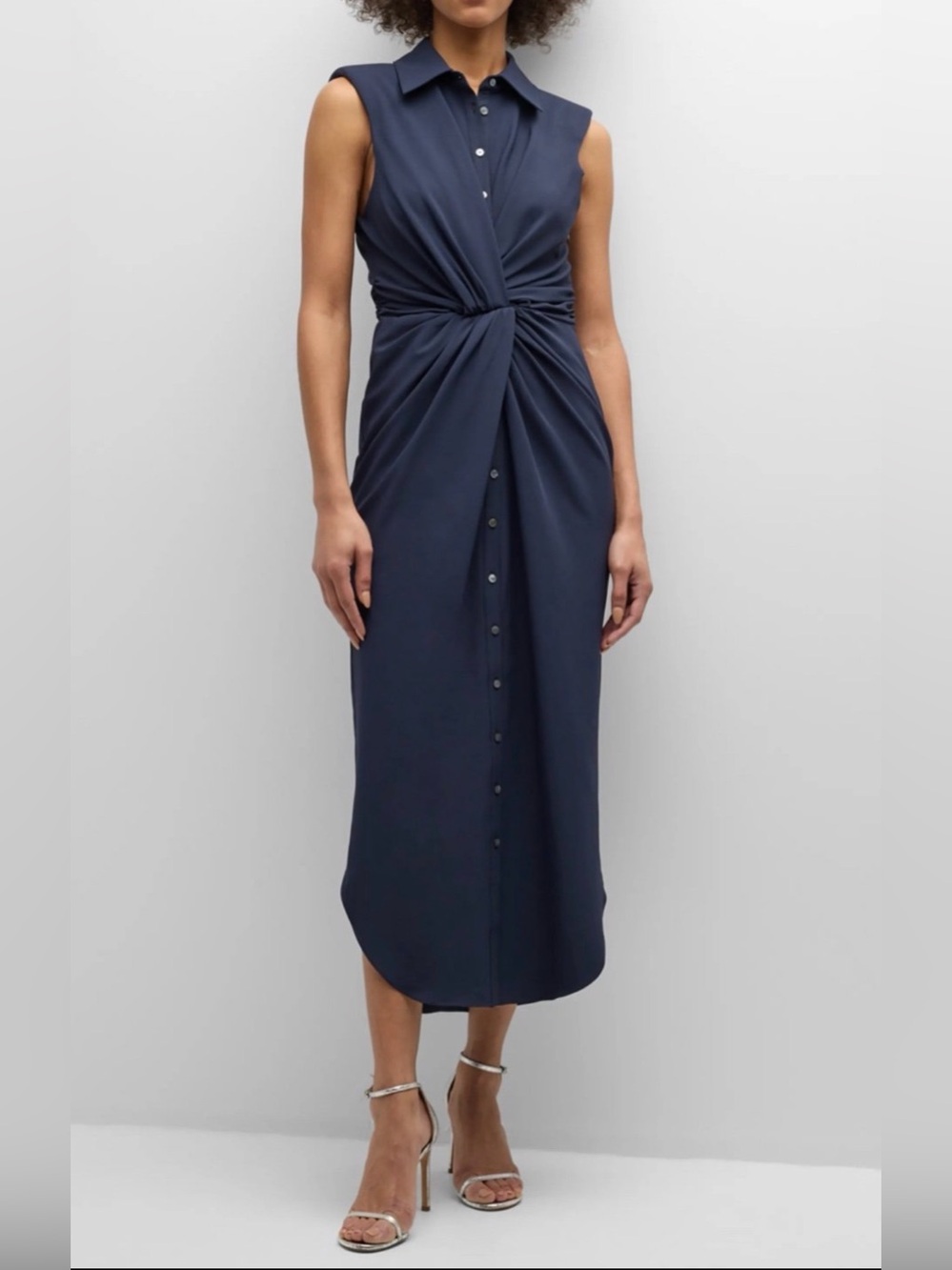 Cinq A Sept NWT $395 Catalina Sleeveless Twisted Mini Shirtdress 6 NAVY CURRENT